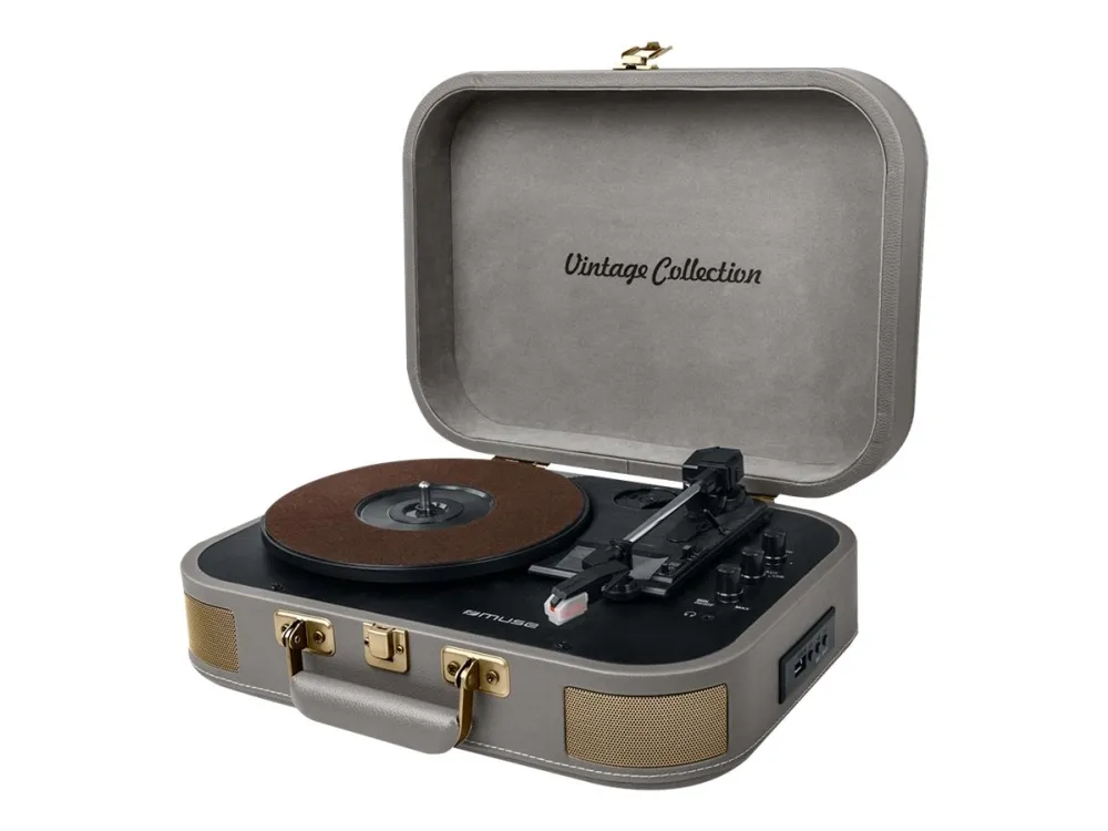 Muse MT-201 BTG Turntable Stereo system BT USB vintage - Platespiller Grå