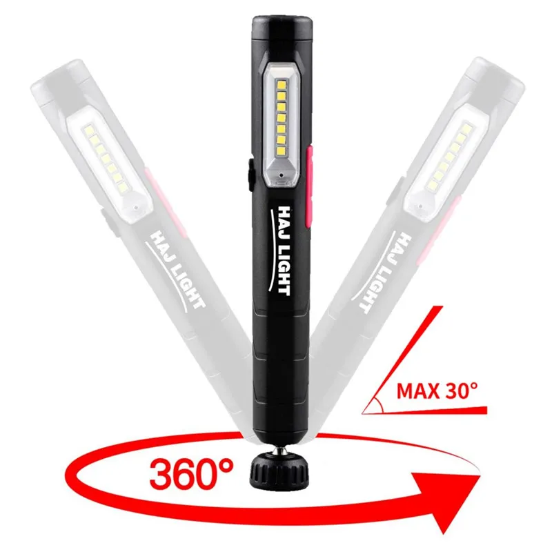 Haj Light Rechargeable pen-light 220+80 lumen Magnet in clip Magnet in swivel base