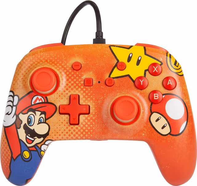 PowerA Enhanced Wired Controller for Nintendo Switch - Mario Vintage - Wired Controller - Nintendo Switch