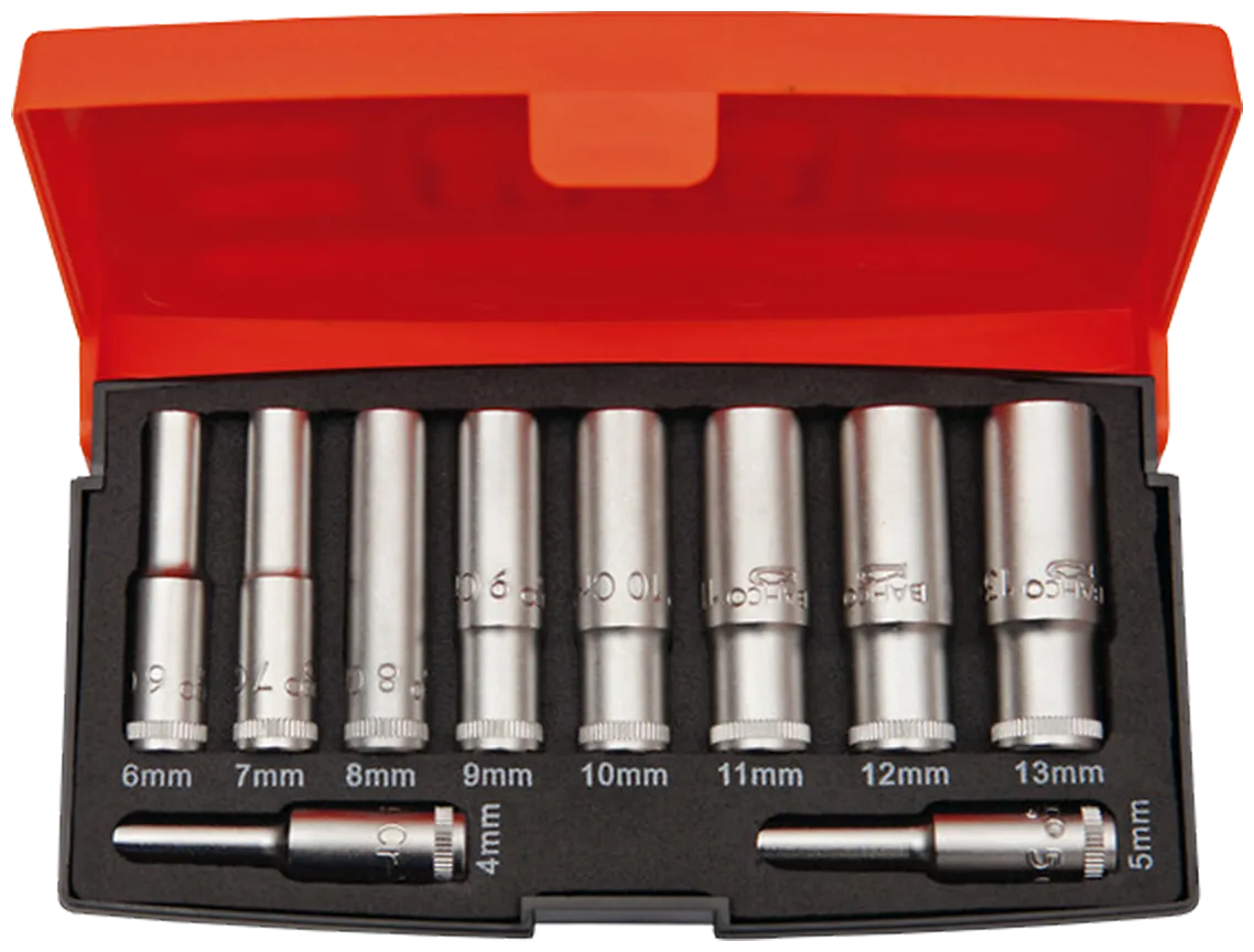 BAHCO socket set 1/4 lang 10 pieces 4-13mm