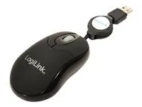 LogiLink Mouse optical USB Mini with retractable Cable - Mus - Optisk - 3 knapper