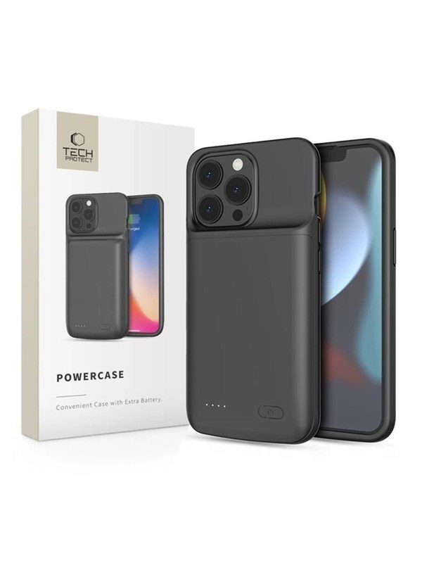 Tech-Protect PowerCase for iPhone 13 / 13 Pro with 4800mAh Power Bank - Black Nødlader - Svart - 4800 mAh
