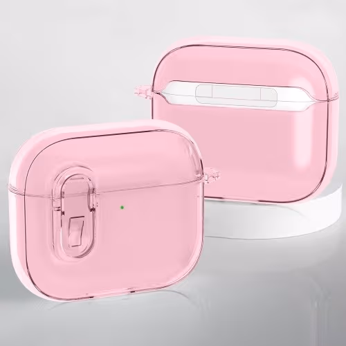 For AirPods 4 Hodetelefonveske Snap Switch Ice Crystal Clear Case - Gjennomsiktig Rosa