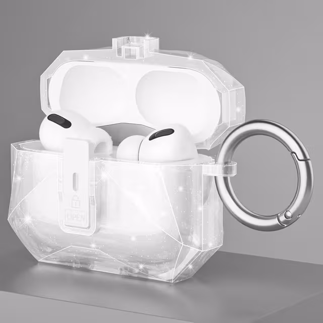 COTECI For AirPods Pro 3 Beskyttende Etui Med Metallkrok - Glitter