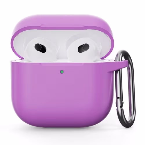 For AirPods 4 silikonetui Integrert Bluetooth-hodetelefondeksel med krok - lilla