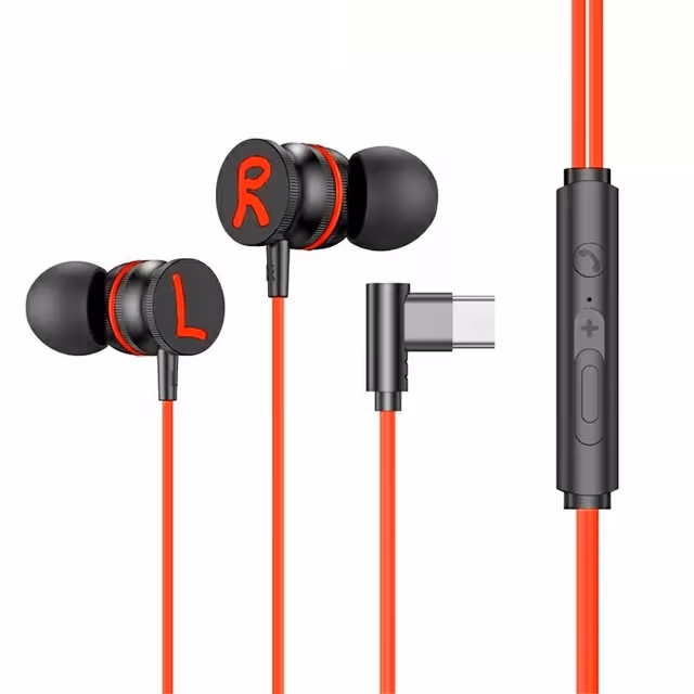 USB - C øretelefoner med mikrofon magnetiske in - ear spillhodetelefoner - rød