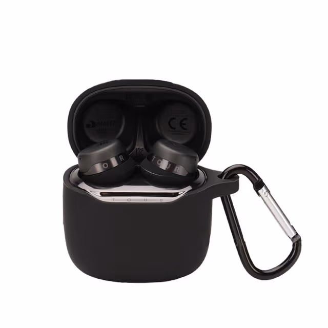Beskyttende etui til JBL TOURPRO+ ørepropper med karabinkrok Sort