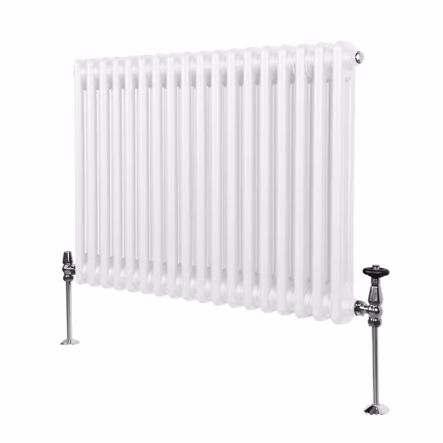 Tradisjonell Horisontal 2-søylet Radiator - 600 x 832 mm - Hvit