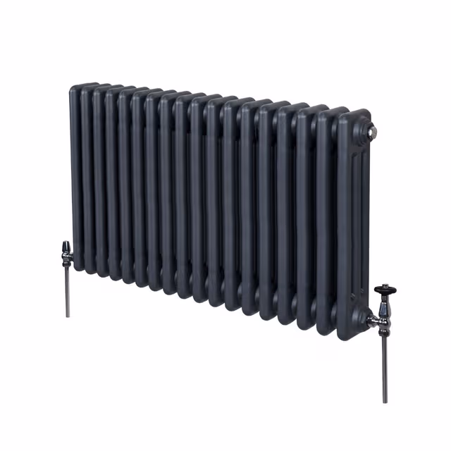 Tradisjonell horisontal 3-kolonne radiator - 600 x 832 mm - antrasittgrå