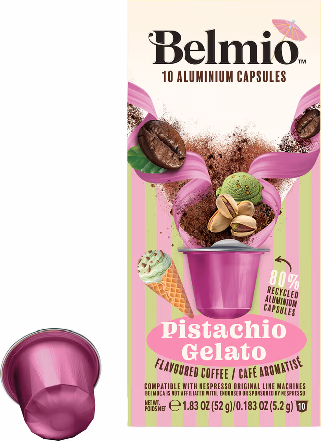 Belmio Pistachio Gelato kaffekapsler for Nespresso (10-pk)