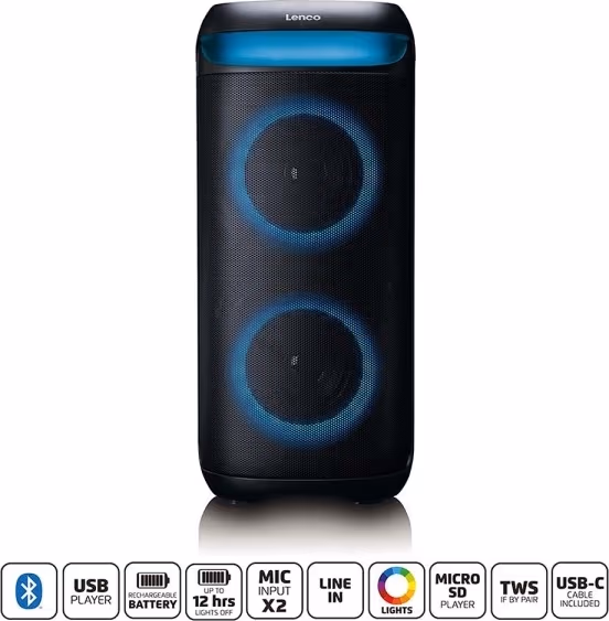 Lenco Bluetooth®-festhøyttaler med innebygd lys