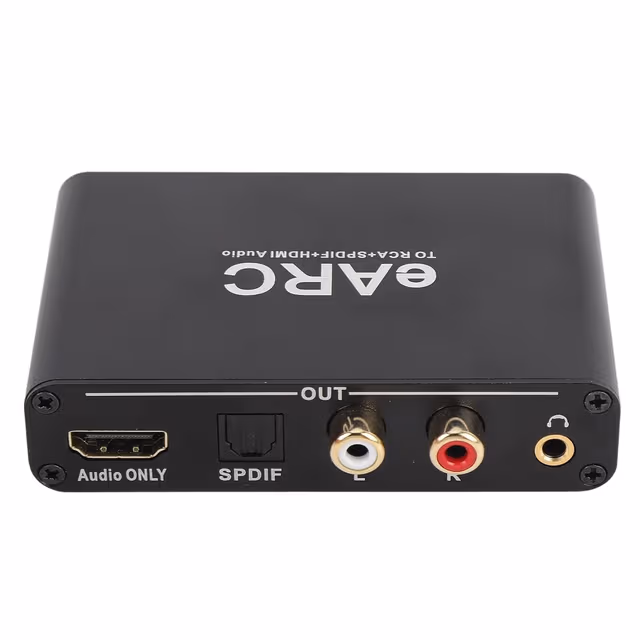 NÖRDIC eARC/ARC HDMI Lyd-Ekstraktor, 24 bit 192 kHz volumkontroll, HDMI, RCA, optisk og 3,5 mm lydutgang, for HDTV, høyttalere og forsterkere