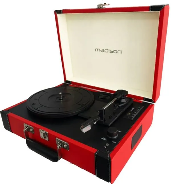 Madison Vintage Platespiller m. Bluetooth (Rød)