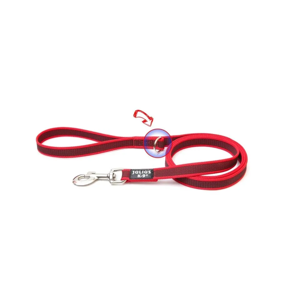 Julius-K9 Super grip line med håndtag og D-ring - 14 mm x 180 cm - Grå/Sort