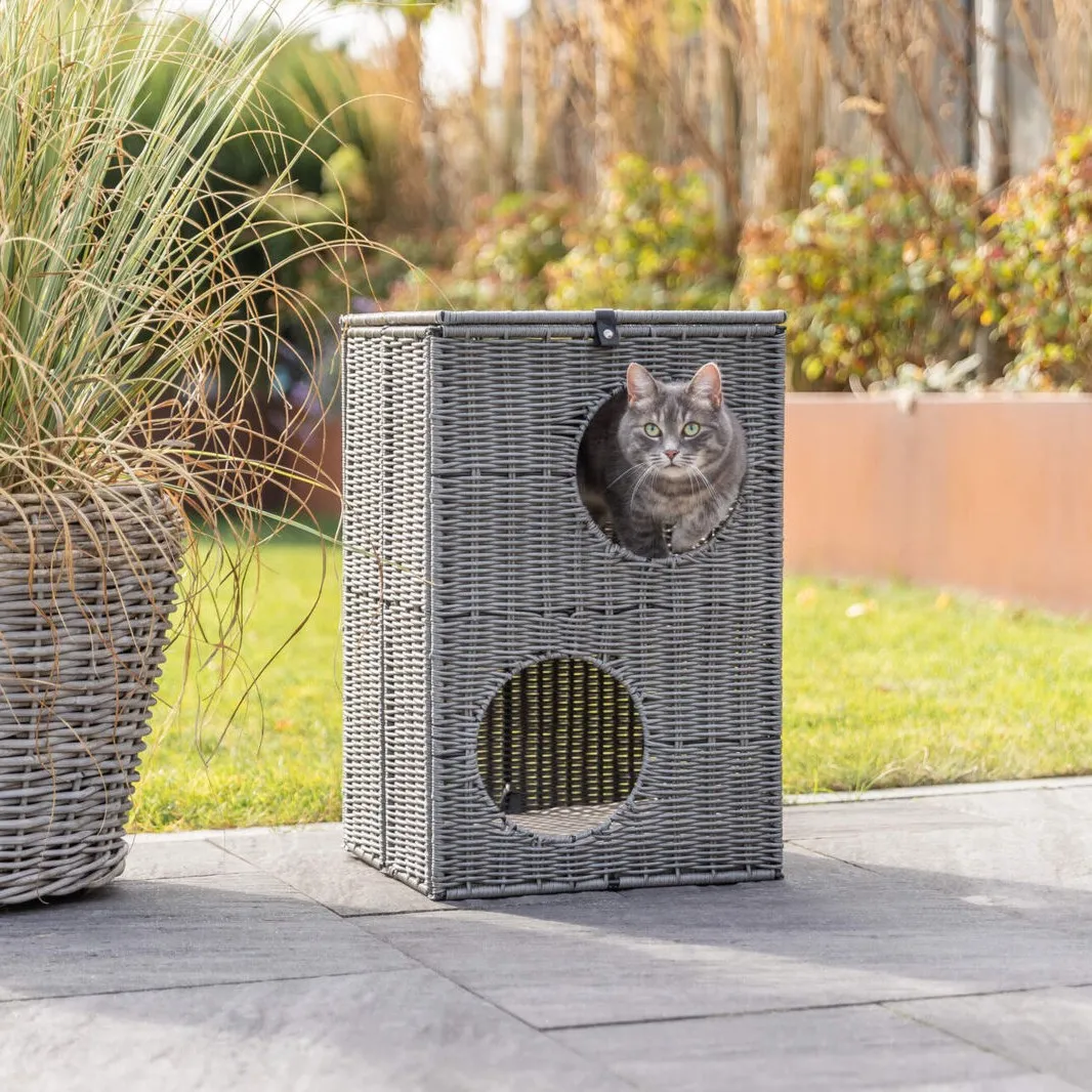 Kattehule 2 etasjer firkantet polyrattan Amalia-Trixie