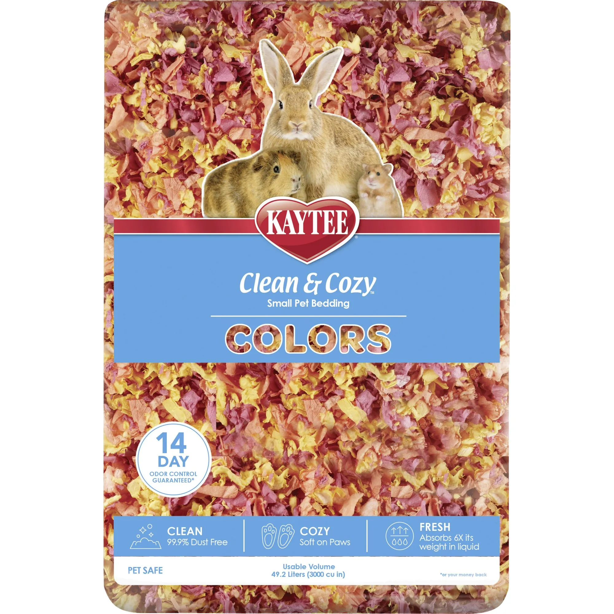 Kaytee Clean & Cozy Colors Sunset  -  papirstrø til smådyr - 49.2 liter