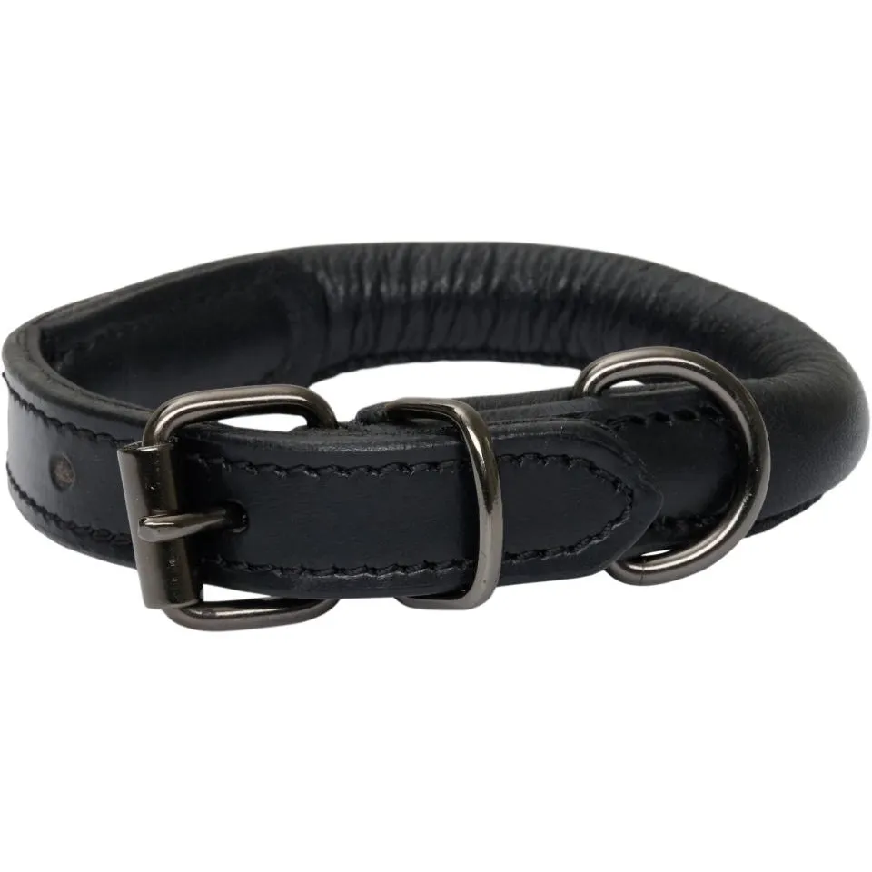 CATAGO Rundsydd Hundehalsbånd i Lær - 40 cm - Sort