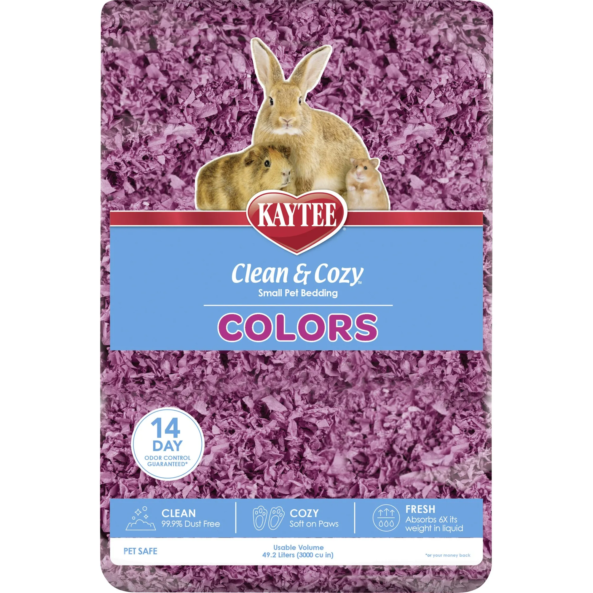 Kaytee Clean & Cozy Colors Plum  -  papirstrø til smådyr - 49.2 liter