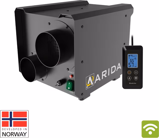 Arida Pro S25 WiFi luftavfukter med HEPA-filter og Mold Mode™