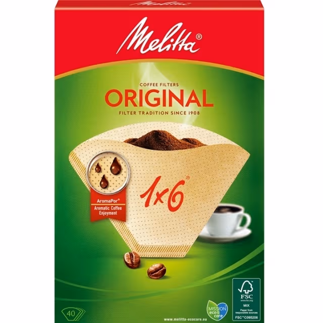 Melitta Kaffefilter 1X6 40-pakning (Note 8 dfp)