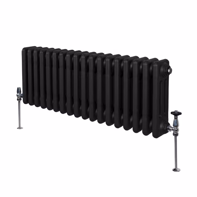Tradisjonell horisontal 3 kolonne radiator - 300 x 832 mm - Sort