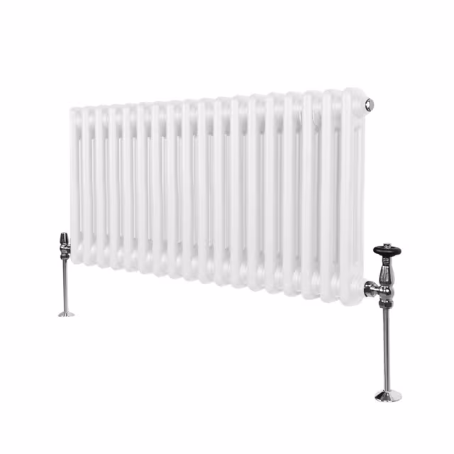 Tradisjonell Horisontal 2-søylet Radiator - 300 x 832 mm - Hvit
