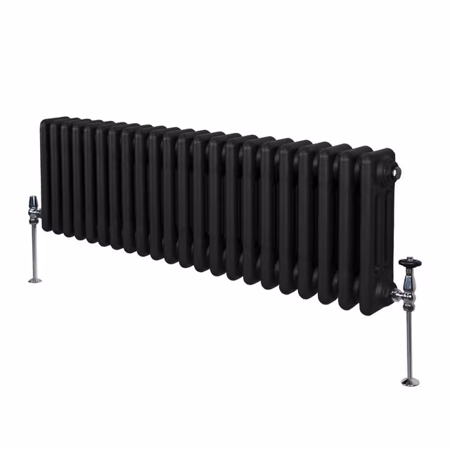 Tradisjonell horisontal 3-kolonne radiator - 300 x 1012 mm - Svart