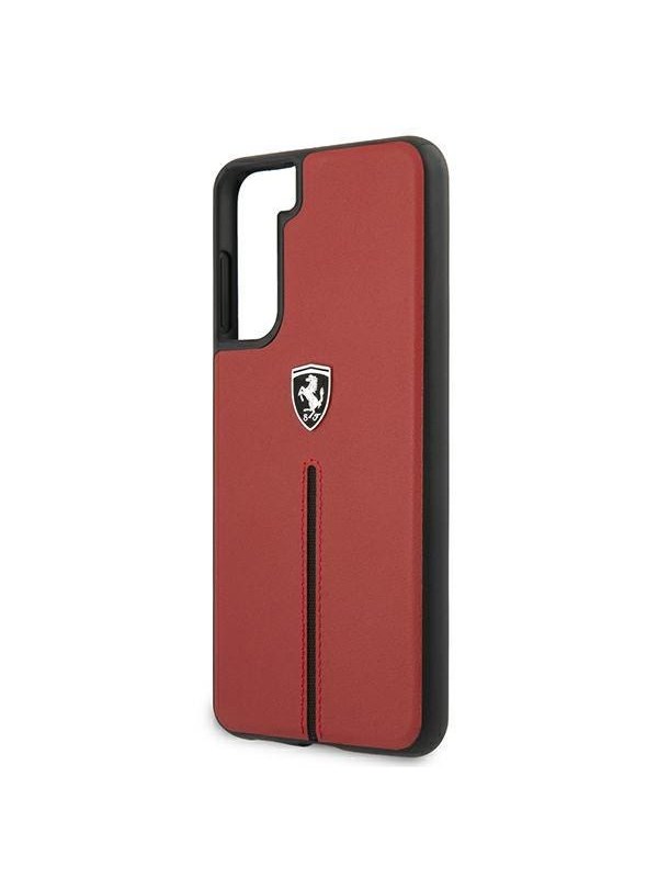 Ferrari Off Track Leather Nylon Stripe Case for Samsung Galaxy S21 - Red