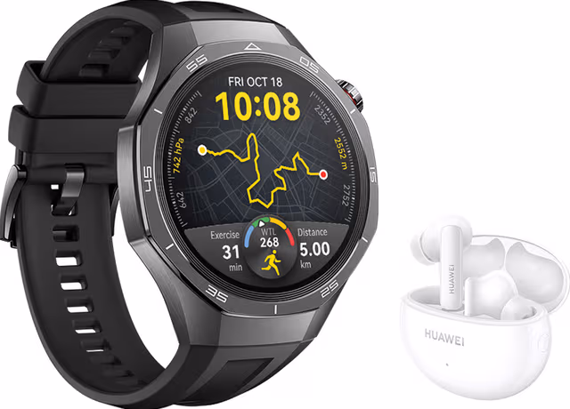 Huawei Watch GT 5 Pro sportsklokke 46mm (sort) + FreeBuds 5i gavepakke