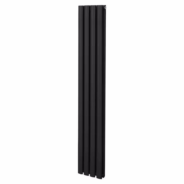 Oval søyle radiator - 1600mm x 240mm - Sort