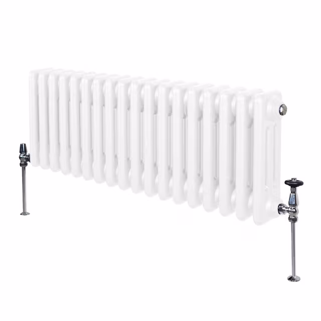 Tradisjonell horisontal 3 kolonne radiator - 300 x 832 mm - Hvit