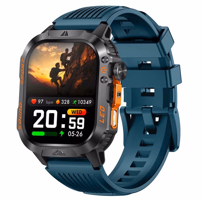 Bluetooth Smartklokke IPS 1200 mAh IP68 Vanntett Lommelykt Samtalehelsemonitor