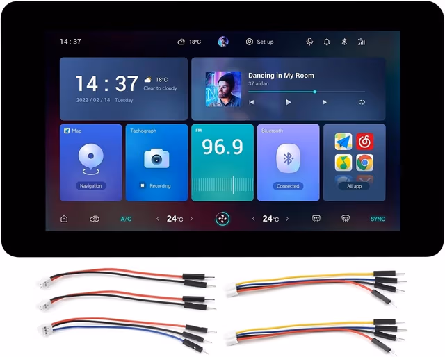 Waveshare 7"" ESP32-S3 Touch Display Utviklingskort, 800 x 480, 65k RGB, 5-punkts touch, Støtter WiFi og Bluetooth