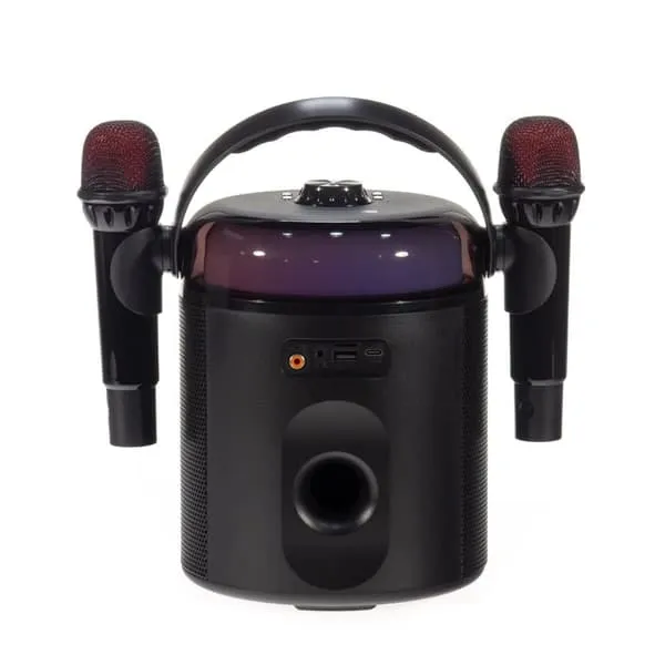 PartyZone Karaoke Set med 2 Mikrofoner (Svart)