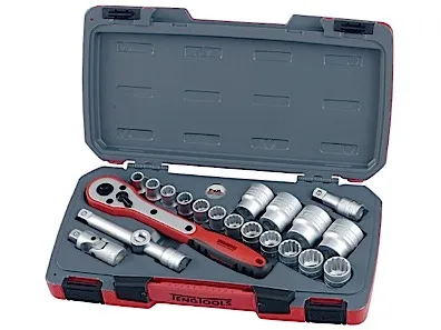 Topnøkkelsett med 1/2" -fatning Teng Tools T1221-6