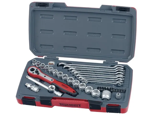 Topnøglesett. Med 3/8" -fatning. Teng Tools T3840
