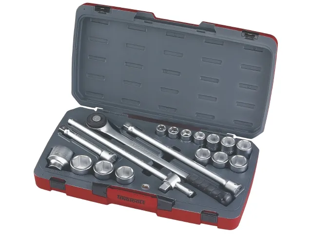 T3418-6 med ¾" -feste. Teng Tools Pipe-nøkkelsett