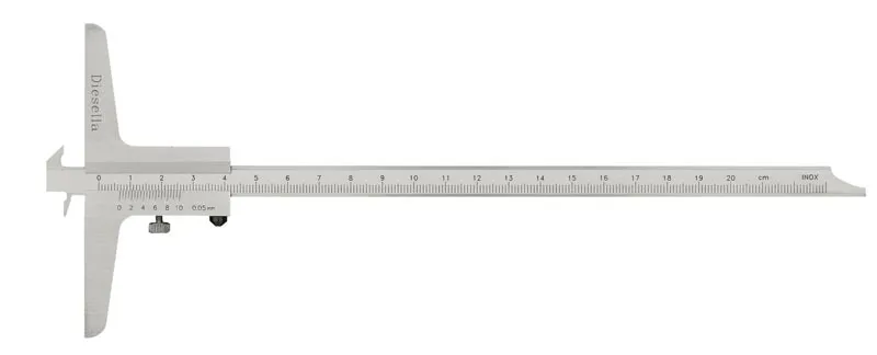 Dybdeskyvelær 0-200 mmx0,05 med dobbel kjeft (150 mm bro)