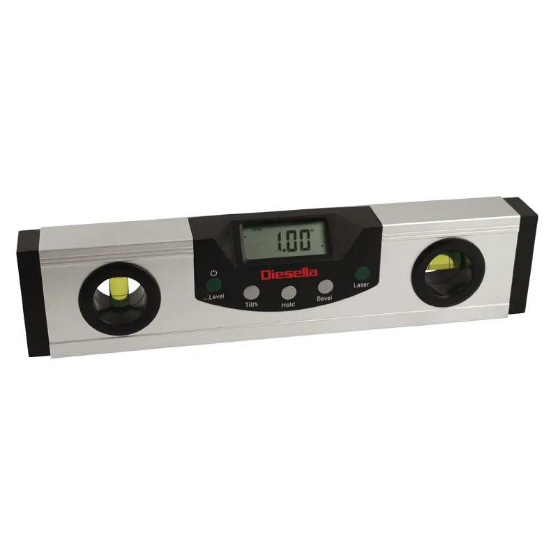 Digitalt vaterpass 230 mm/0,05° med +-laser og LED-lys