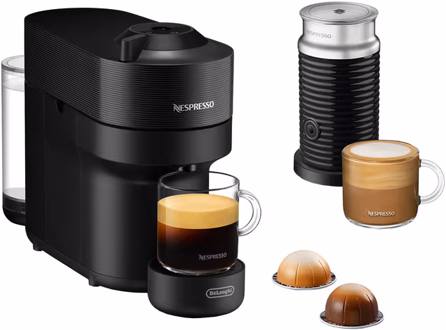 Nespresso Vertuo POP kapselmaskin + melkeskummer fra DeLonghi ENV90.BAE