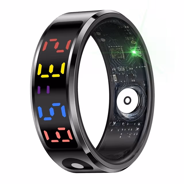 Vanntett Smart Ring Søvnsporing Blodsyre Pulsmåler Ladeetui – Størrelse 8