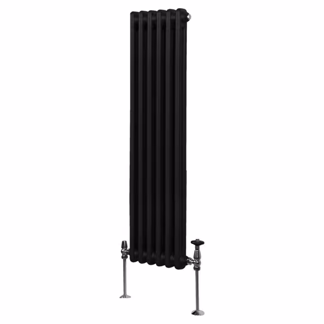 Tradisjonell Vertikal 2-søylet Radiator - 1500x 292mm - Svart