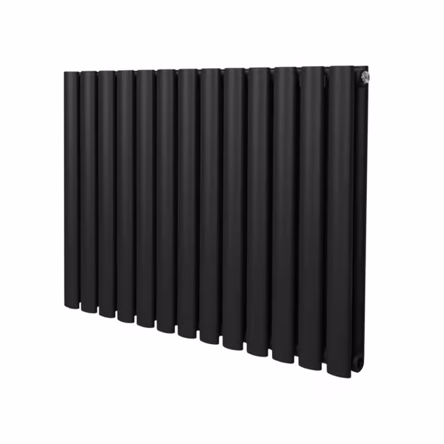Oval søyle radiator - 600mm x 780mm - Sort