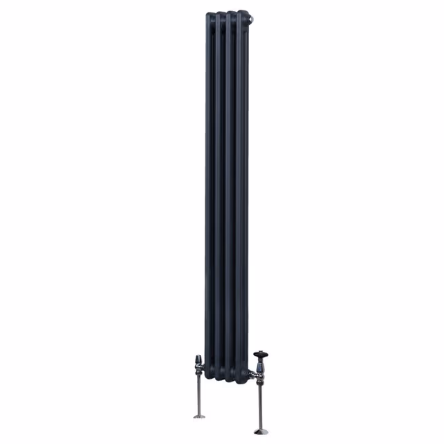 Tradisjonell vertikal radiator med 2 søyler - 1800x 202mm - Antrasittgrå