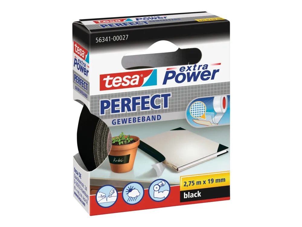 tesa Cloth Tape extra Power Perfect 2.75m x 19mm Black