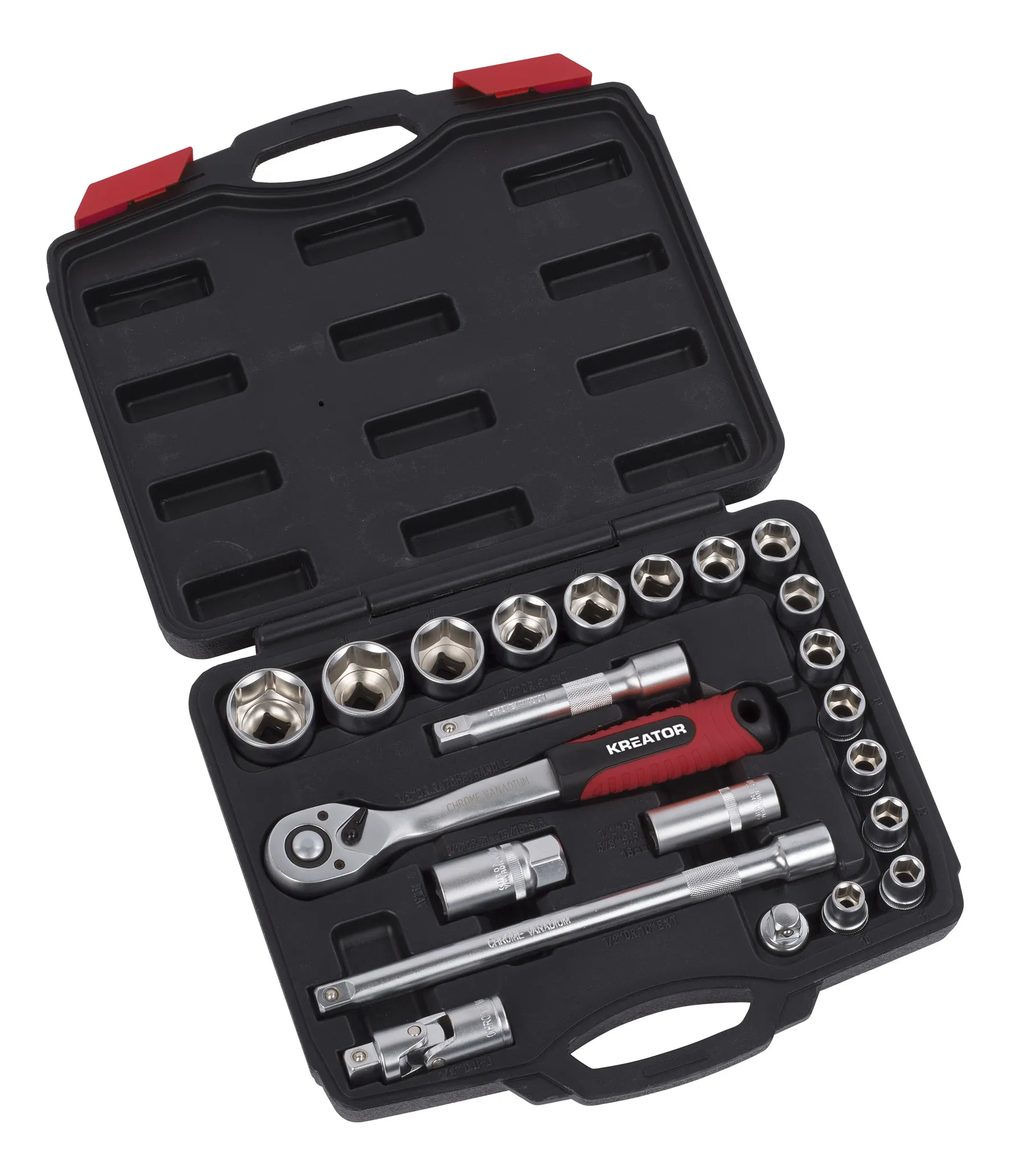 Toppnøkkelsett 1/2" 22 deler 10-32 mm