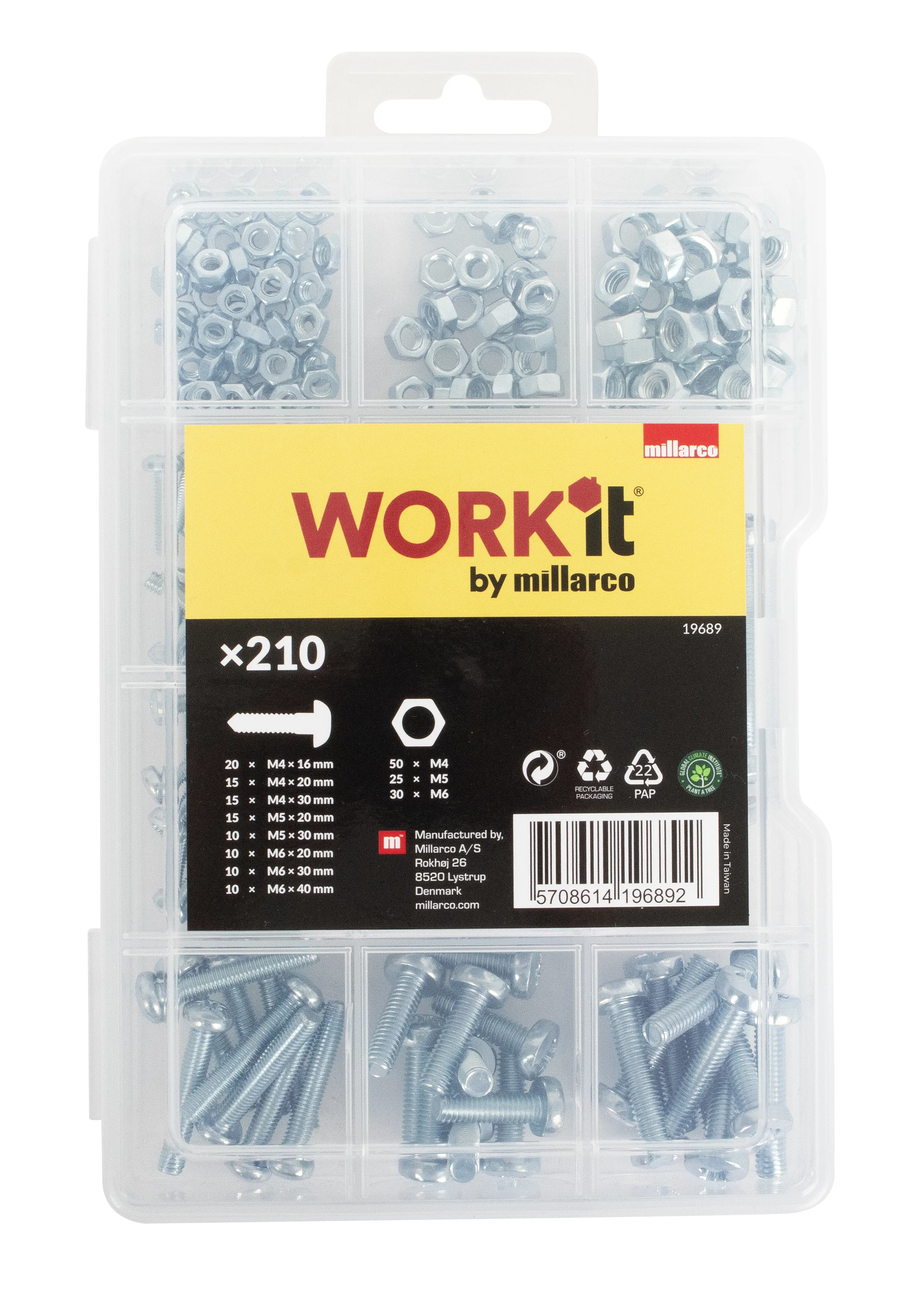 Home>it Machine screws and nuts in assortment box with 210 parts