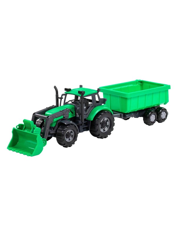 Cavallino Toys Cavallino Tractor with Loader and Trailer Tipper Truck Green Scale 1:32