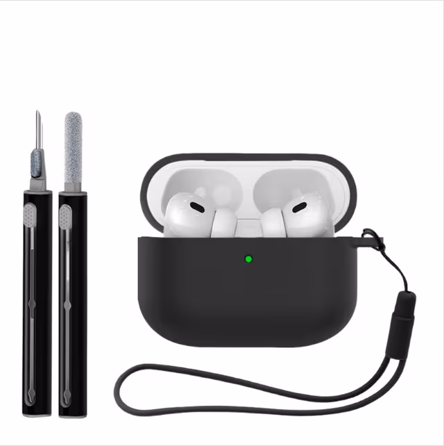Silikonbeskyttelsesetui (3-delt sett) Kompatibelt med Apple AirPods Pro 3 - Støtsikkert, Vanntett, Flekkbestandig Sort