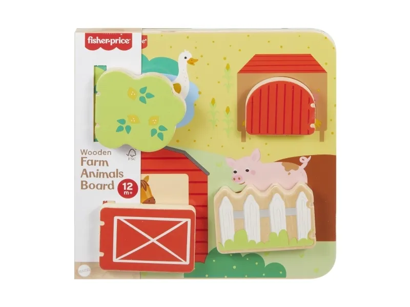 Fisher Price Wood Farm Animals Busy Board